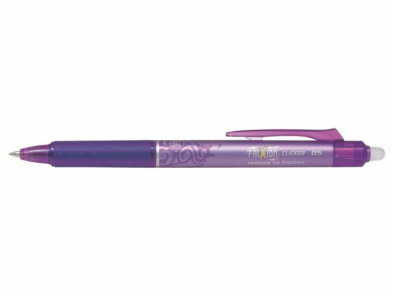 Stylo roller rétractable PILOT FRIXION CLICKER 05 - pointe fine  - encre VIOLETTE