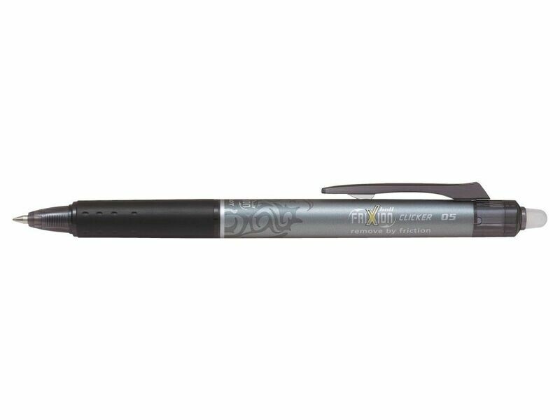 Stylo roller rétractable PILOT FRIXION CLICKER 05 - pointe fine  - encre NOIRE