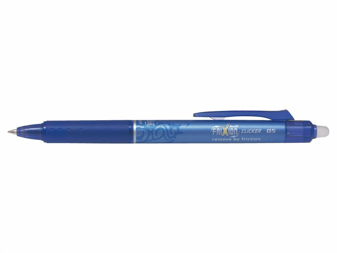 Stylo roller rétractable PILOT FRIXION CLICKER 05 - pointe fine  - encre BLEUE