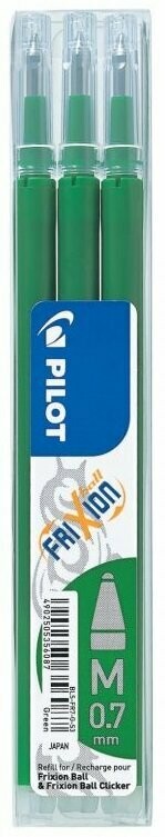 Etui de 3 recharges PILOT FRIXION 07 encre verte