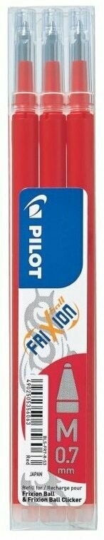 Etui de 3 recharges PILOT FRIXION 07 encre rouge