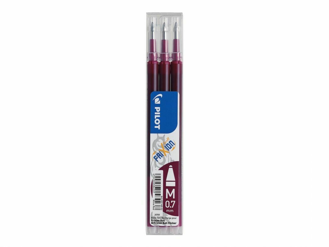 Etui de 3 recharges PILOT FRIXION 07 encre rouge bordeaux
