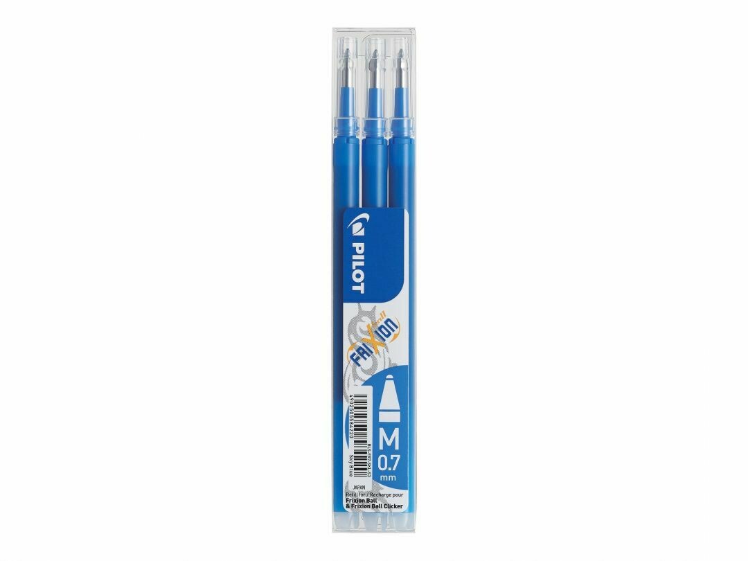 Etui de 3 recharges PILOT FRIXION 07 encre bleu-clair