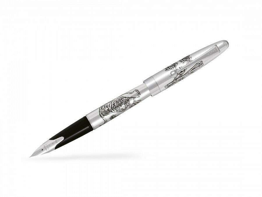 Stylo plume PILOT SILVER " TIGRE " - ARGENT MASSIF - plume OR Moyenne