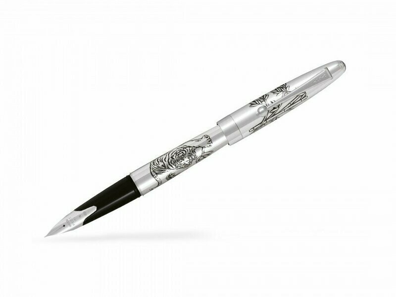Stylo plume PILOT SILVER " TIGRE " - ARGENT MASSIF - plume OR Moyenne