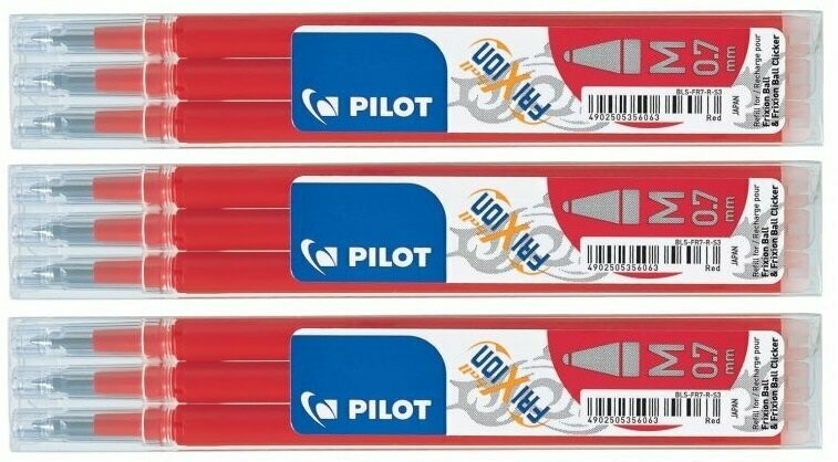 Lot de 3 étuis de 3 recharges PILOT FRIXION 07 encre Rouge