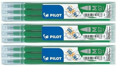 Lot de 3 étuis de 3 recharges PILOT FRIXION 07 encre Vert