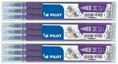 Lot de 3 étuis de 3 recharges PILOT FRIXION 07 encre Violet