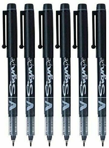 Lot de 6 stylos feutre PILOT V-Sign Pen encre liquide Noir