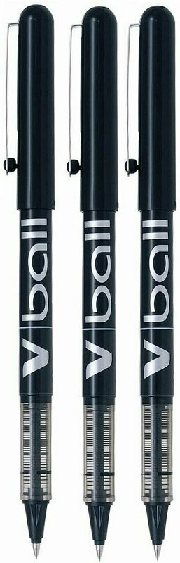 Lot de 3 stylos bille roller PILOT V-BALL 05 - encre liquide Noir