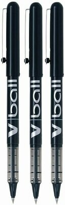 Lot de 3 stylos bille roller PILOT V-BALL 05 - encre liquide Noir