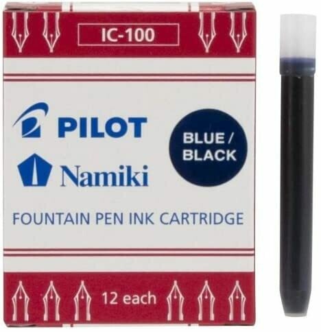 Boite de 12 cartouches IC-100 pour stylo plume PILOT Haute Ecriture - encre Bleu-Noir