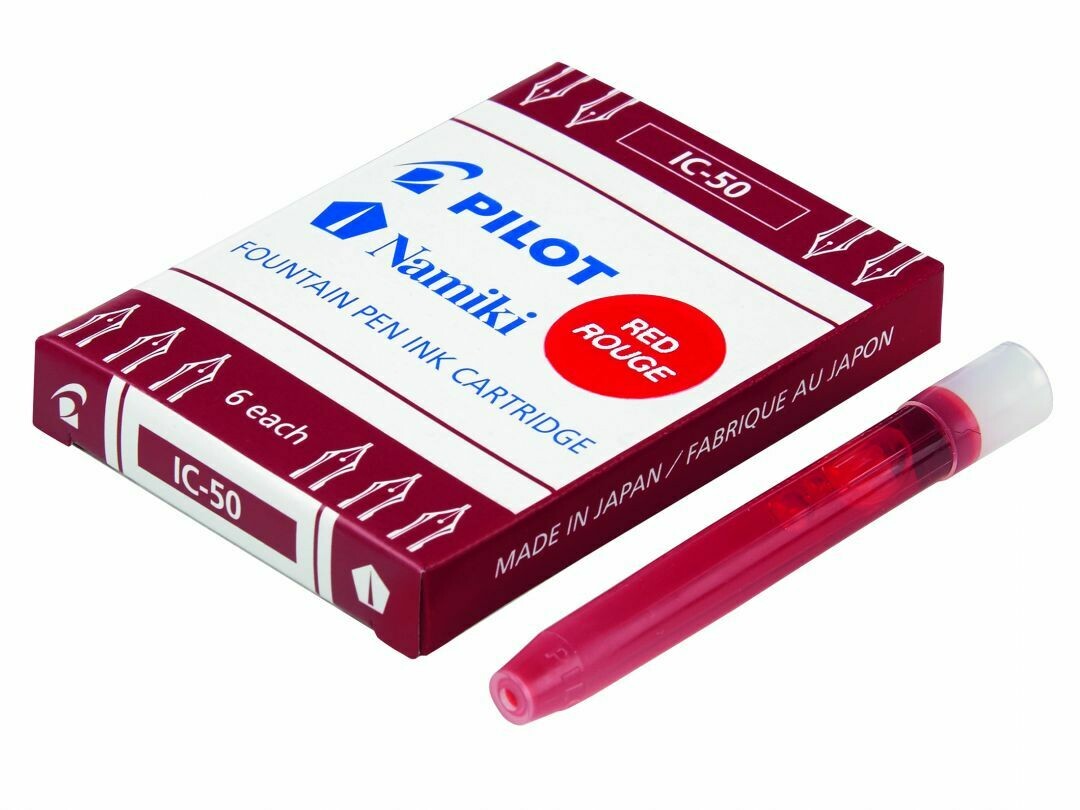 Boite de 6 cartouches IC-50 pour stylo plume PILOT Haute Ecriture - encre Rouge