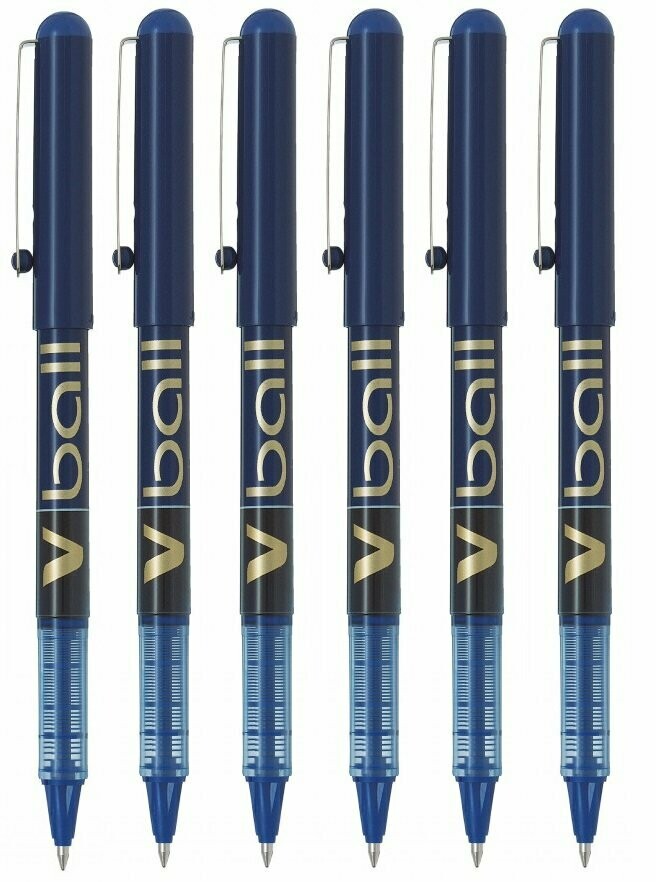 Lot de 6 Stylos Roller PILOT V-BALL 07 BLEU