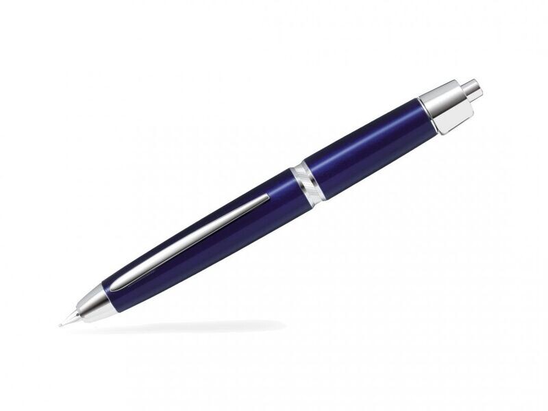 Stylo plume OR rétractable PILOT CAPLESS LS attributs Rhodié - BLEU brillant - Plume Moyenne - en Coffret Cadeau.