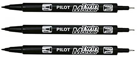 Lot 3 marqueurs PILOT TWIN pointe Fin et Extra-Fine NOIR