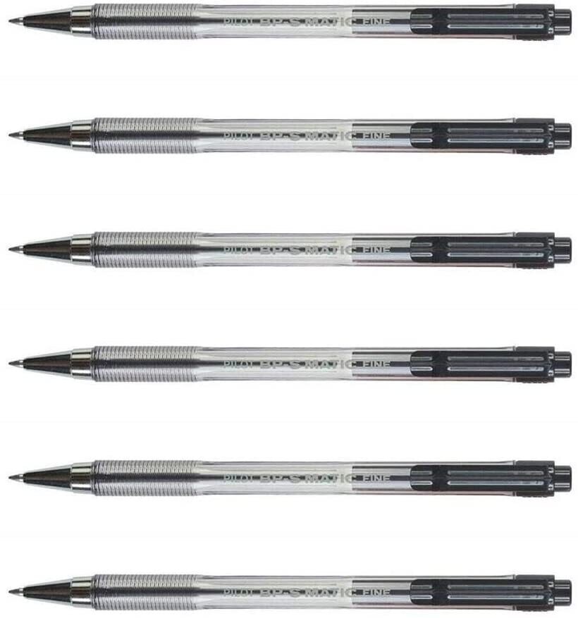 Lot de 6 Stylos bille - BP-S Matic -  Noir - Pointe Fine