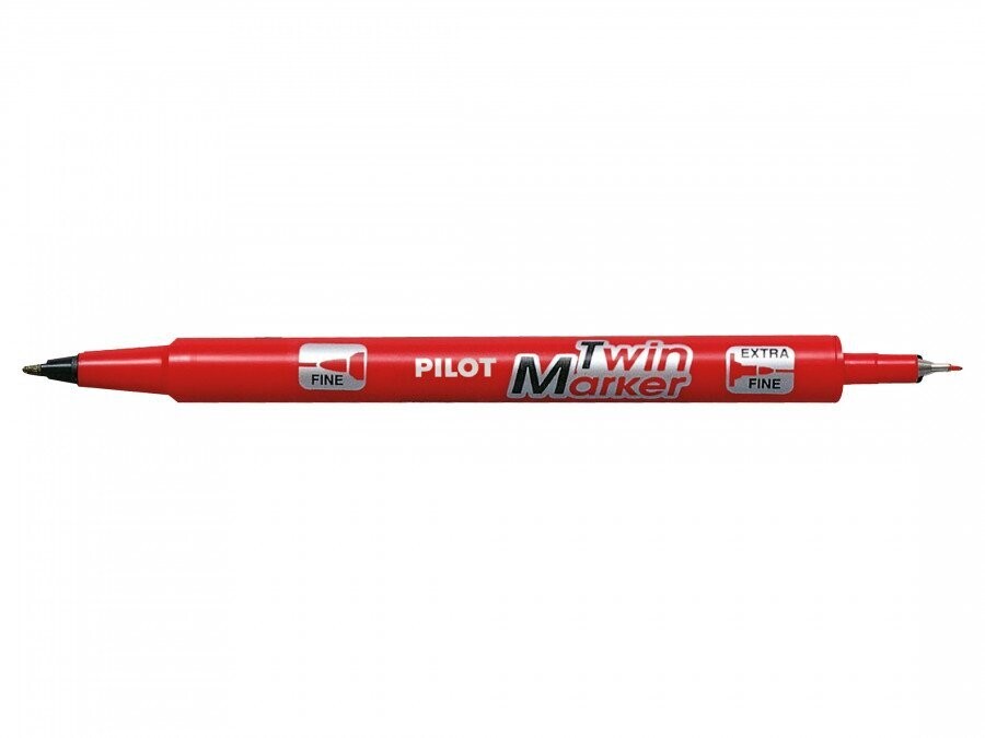 Boite de 10 marqueurs PILOT TWIN pointe Fin et Extra-Fine ROUGE