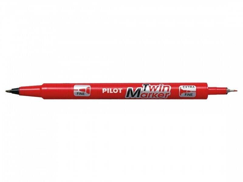 Boite de 10 marqueurs PILOT TWIN pointe Fin et Extra-Fine ROUGE
