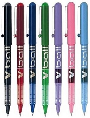 Lot de 7 Stylos Roller PILOT V-BALL 05 Couleurs Assorties