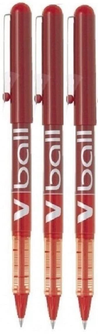 Lot de 3 stylos bille roller PILOT V-BALL 05 - encre liquide Rouge