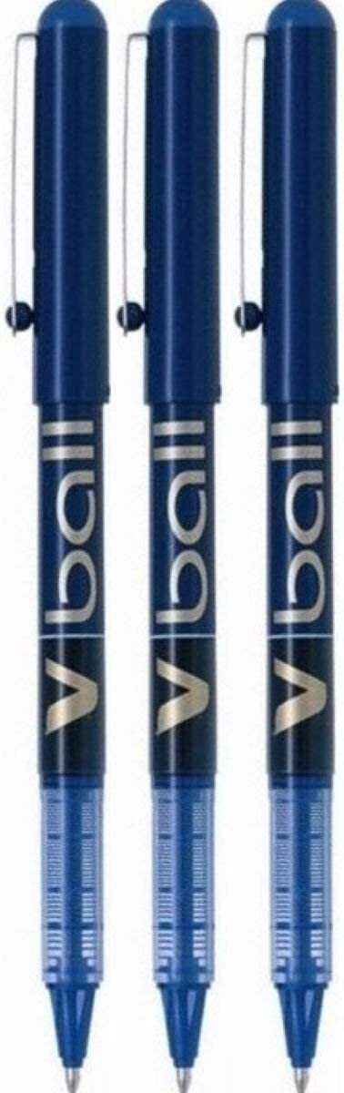 Lot de 3 stylos bille roller PILOT V-BALL 05 - encre liquide Bleu