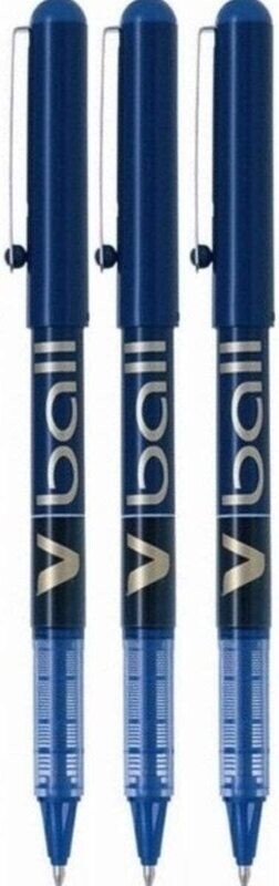Lot de 3 stylos bille roller PILOT V-BALL 05 - encre liquide Bleu