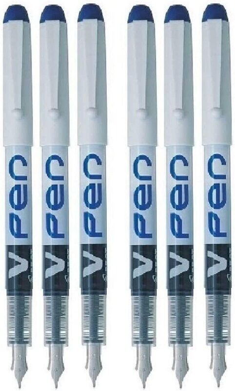 Lot de 6 stylos Plume PILOT V-Pen - encre Bleu