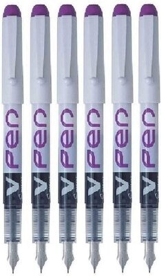 Lot de 6 stylos Plume PILOT V-Pen - encre Violette