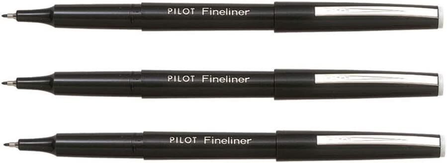 LOT DE 3 Feutre d'écriture PILOT FINELINER - Noir - Pointe Extra Fine