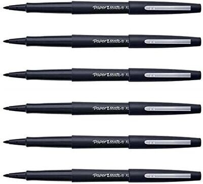 Lot de 6 Feutres PAPERMATE FLAIR Pointe Moyenne NOIR