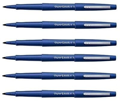 Lot de 6 Feutres PAPERMATE FLAIR Pointe Moyenne BLEU