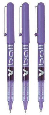 Lot de 3 stylos bille roller PILOT V-BALL 05 - encre liquide Violet