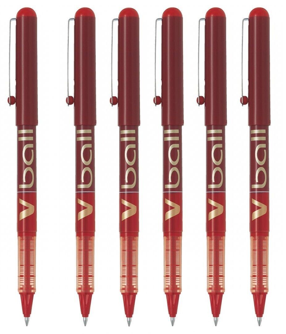 Lot de 6 Stylos Roller PILOT V-BALL 07 Rouge