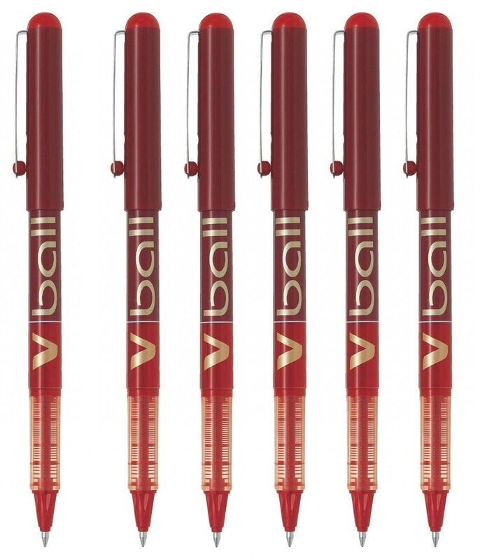 Lot de 6 Stylos Roller PILOT V-BALL 07 Rouge