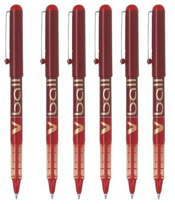 Lot de 6 Stylos Roller PILOT V-BALL 07 Rouge