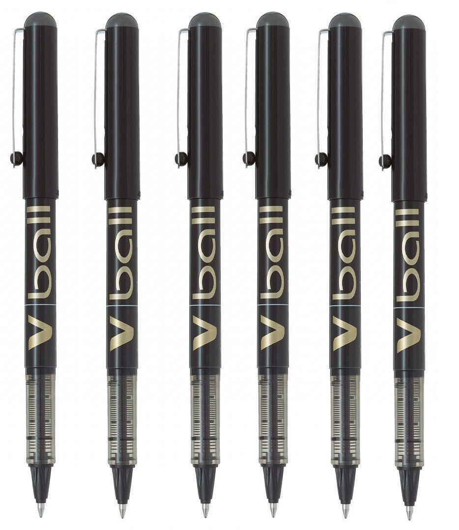 Lot de 6 Stylos Roller PILOT V-BALL 07 Noir