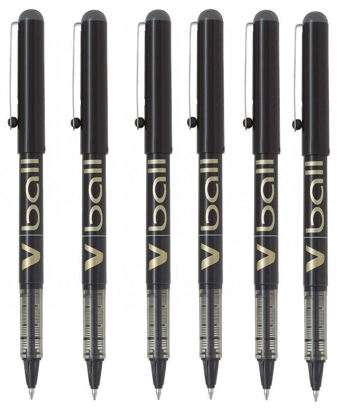 Lot de 6 Stylos Roller PILOT V-BALL 07 Noir