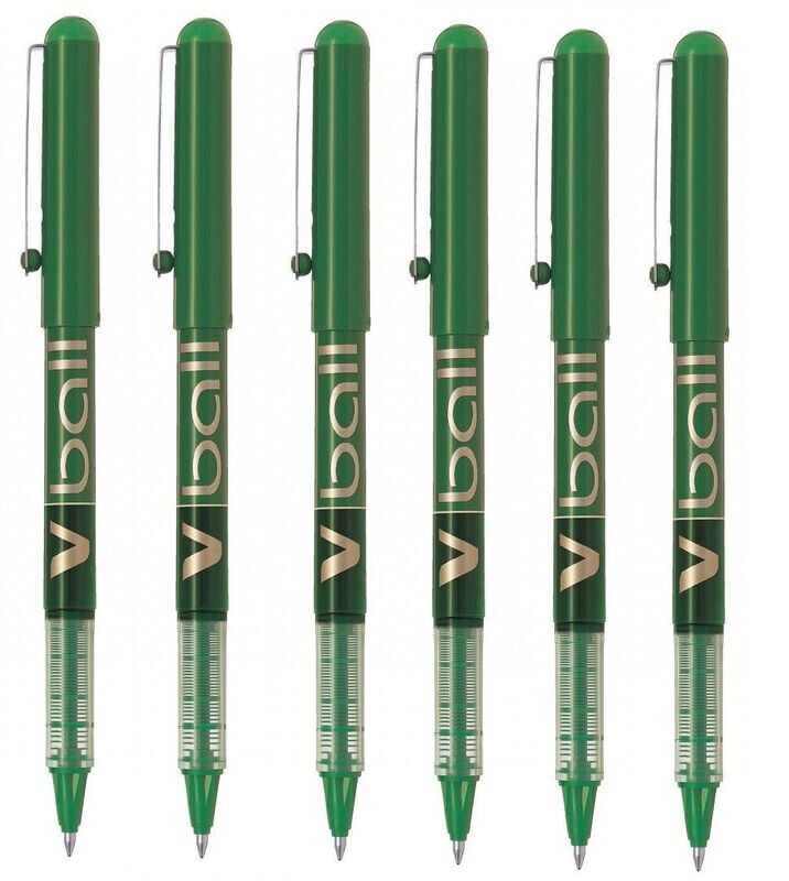 Lot de 6 Stylos Roller PILOT V-BALL 07 Vert