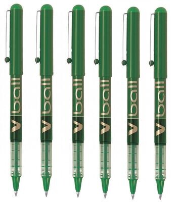 Lot de 6 Stylos Roller PILOT V-BALL 07 Vert