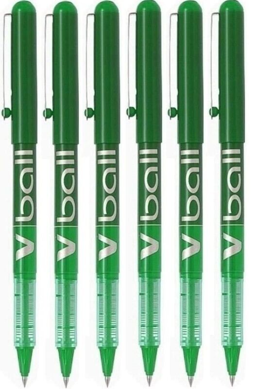 Lot de 6 Stylos Roller PILOT V-BALL 05 VERT