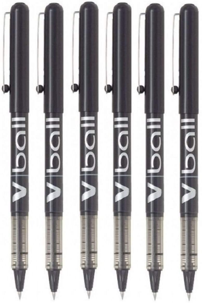 Lot de 6 Stylos Roller PILOT V-BALL 05 NOIR