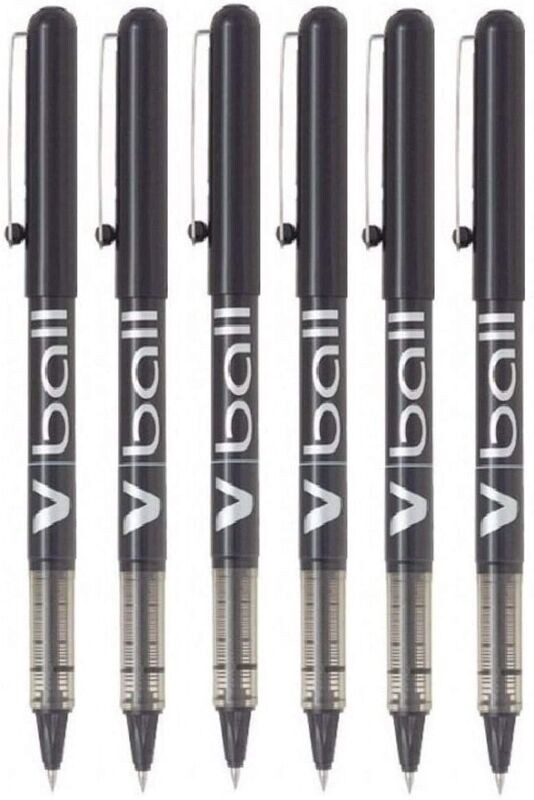 Lot de 6 Stylos Roller PILOT V-BALL 05 NOIR