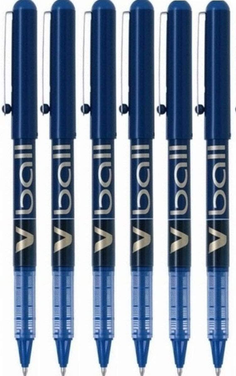 Lot de 6 Stylos Roller PILOT V-BALL 05 BLEU