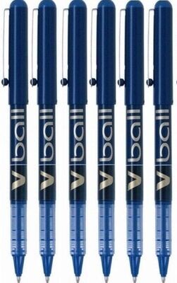 Lot de 6 Stylos Roller PILOT V-BALL 05 BLEU
