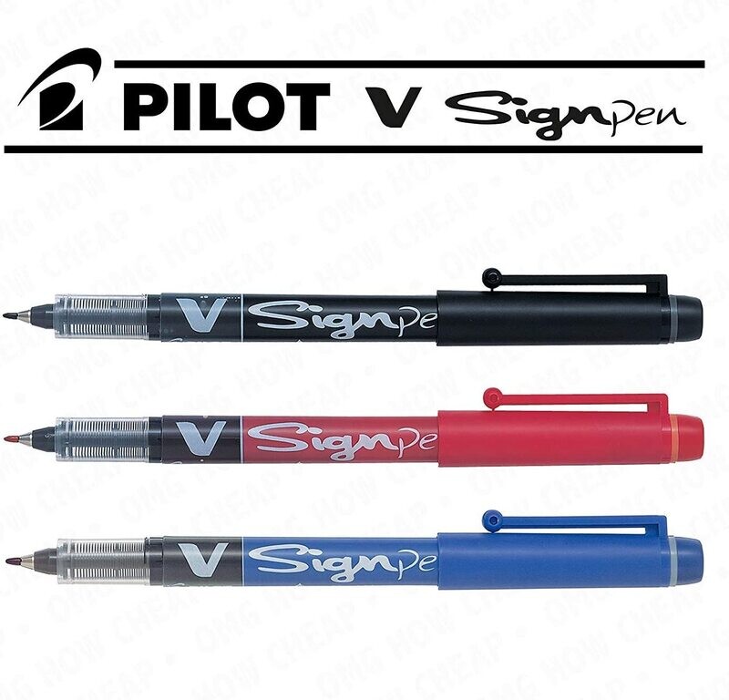 Lot de 3 stylos feutre PILOT V-Sign Pen encre liquide Noir , Bleu , Rouge