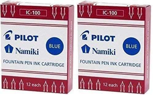 Lot de 2 Boites de 12 cartouches IC-100 pour stylo plume PILOT Haute Ecriture - encre Bleue