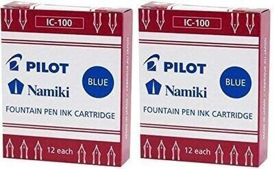 Lot de 2 Boites de 12 cartouches IC-100 pour stylo plume PILOT Haute Ecriture - encre Bleue
