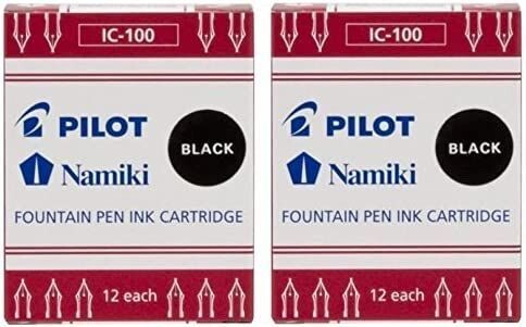 Lot de 2 Boites de 12 cartouches IC-100 pour stylo plume PILOT Haute Ecriture - encre Noire