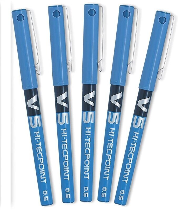 Lot de 5 Stylos Roller PILOT V5 BLEU .